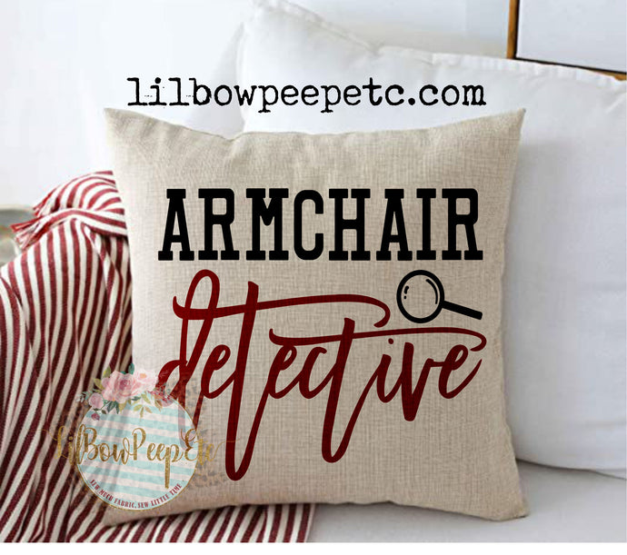 Armchair Detective 18 x 18 Linen Pillow Cover