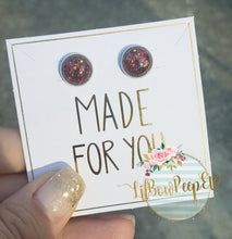 Load image into Gallery viewer, Glitter Stud Earrings 8 mm, 10 mm, and 12 mm