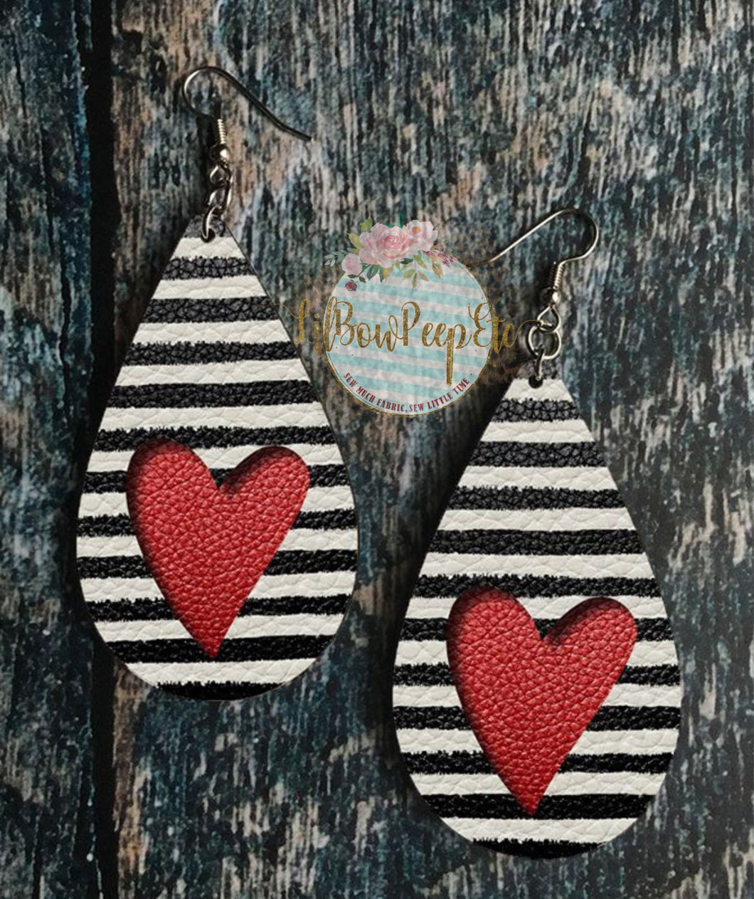 Hardboard Earrings Stripes Heart Valentine's Day Love