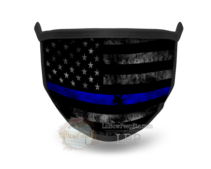 Blue Line Police Printed Mask