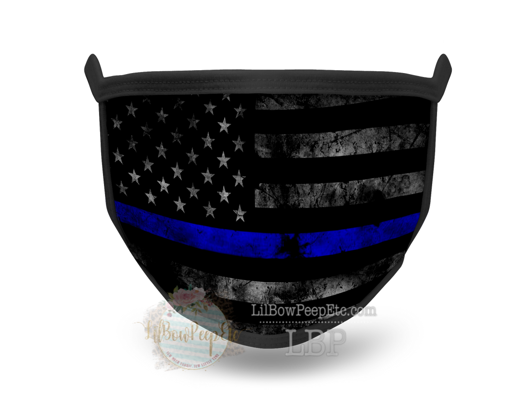 Blue Line Police Printed Mask