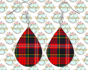 Hardboard Earrings Christmas Plaid