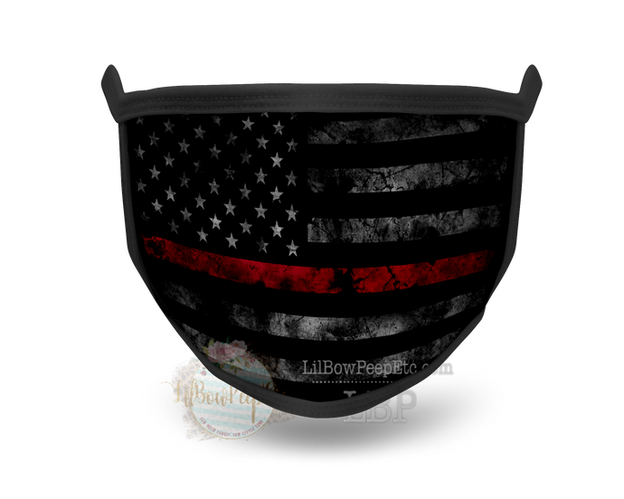 Red Line Firefighter Printed Mask