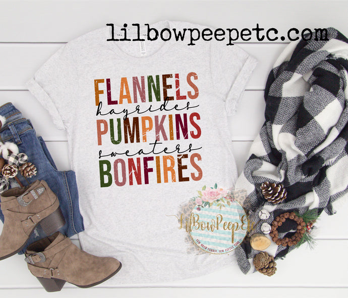 Flannels Pumpkins Bonfires Adult Unisex Tee Or Raglan