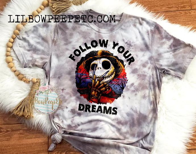 Follow Your Dreams Jack Freddy: Hand Dyed Brown and Grey Adult Unisex Tee