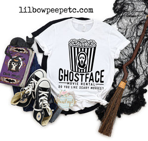 Ghostface Movie Rental Halloween Adult Unisex Tee Choose Your Color