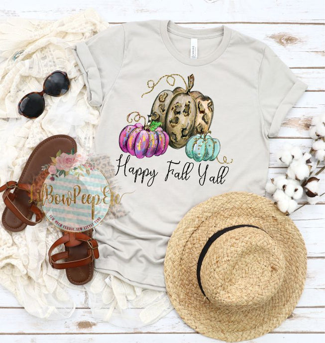 Happy Fall Y'all Whimsical Pumpkins Tee