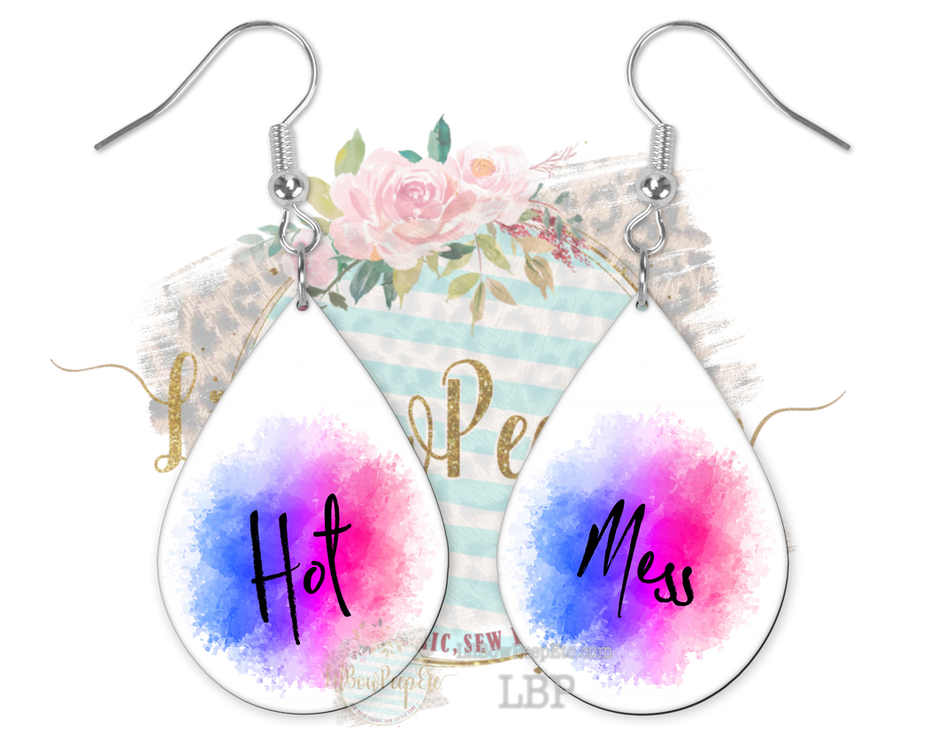 Hardboard earrings Hot Mess Watercolor