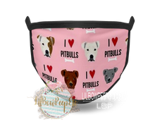 Load image into Gallery viewer, Pink I Love Pitbulls Printed Mask