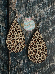 Hardboard earrings Leopard Leather