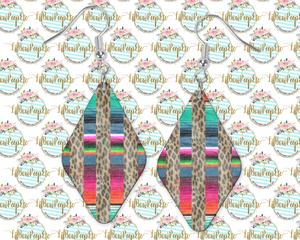 Hardboard Diamond Shape Earrings Leopard Serape