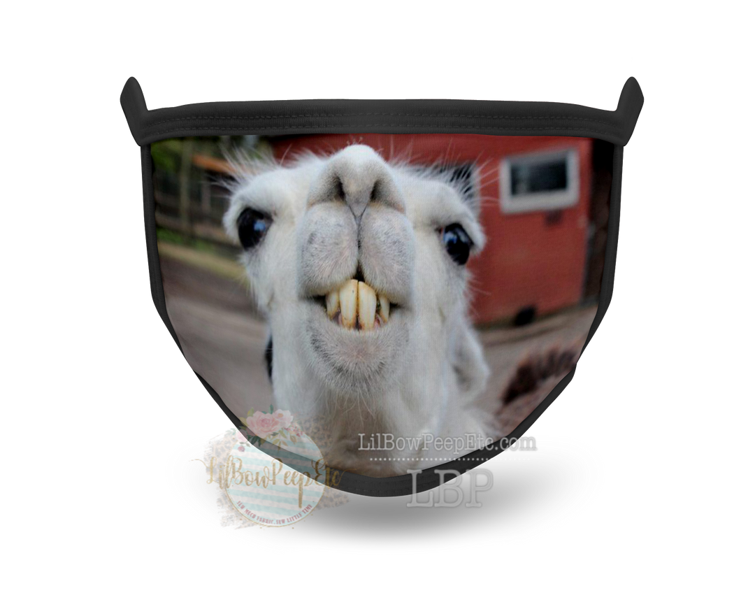 Llama Funny Face Printed Mask