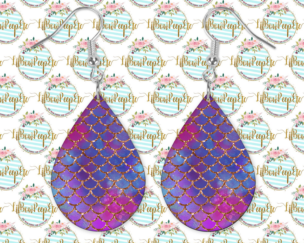 Hardboard Earrings mermaid Teardrop