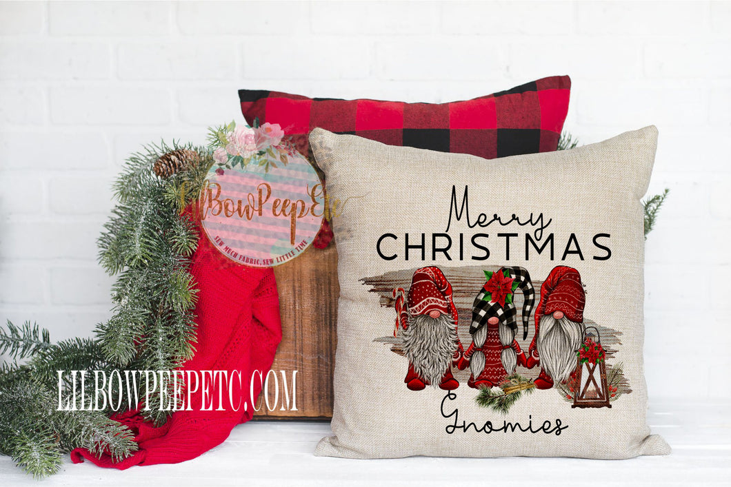 Merry Christmas Gnomies 18 x 18 Linen Pillow Cover