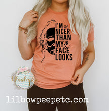 Load image into Gallery viewer, I&#39;m Nicer Than My Face Looks Halloween Adult Unisex Tee Choose Your Color