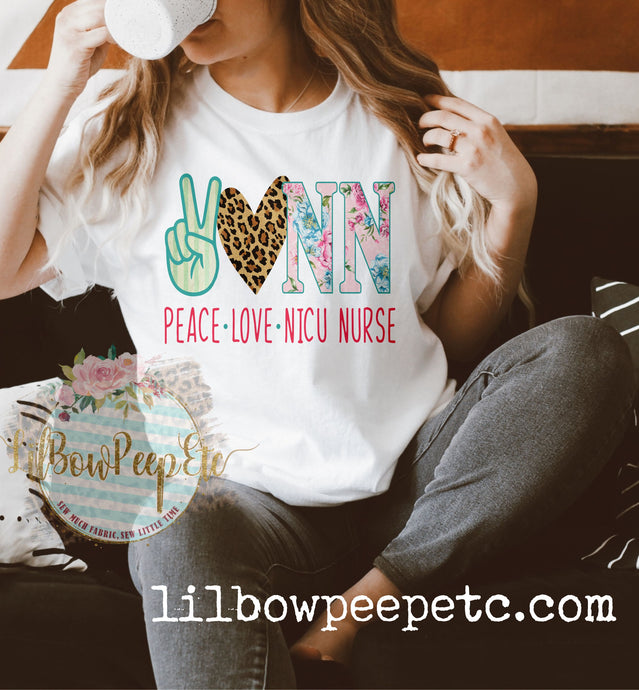 Peace Love Nicu Nurse Unisex Tee Or Raglan