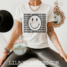 Load image into Gallery viewer, Overcaffeinated Smiley Face Unisex Adult Tee