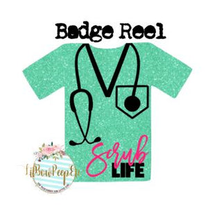 Medical Custom Badge Reel Teal Pink Black Glitter