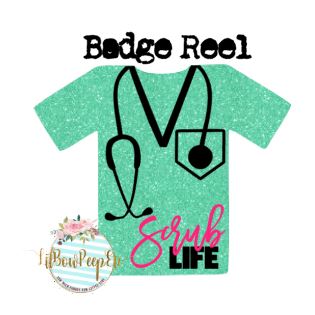 Medical Custom Badge Reel Teal Pink Black Glitter