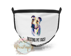 Pitbull Watercolor Resting Pit Face Printed Mask