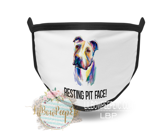 Pitbull Watercolor Resting Pit Face Printed Mask