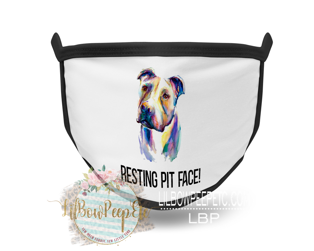 Pitbull Watercolor Resting Pit Face Printed Mask