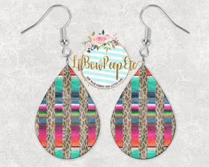 Hardboard Earrings Leopard Serape Print