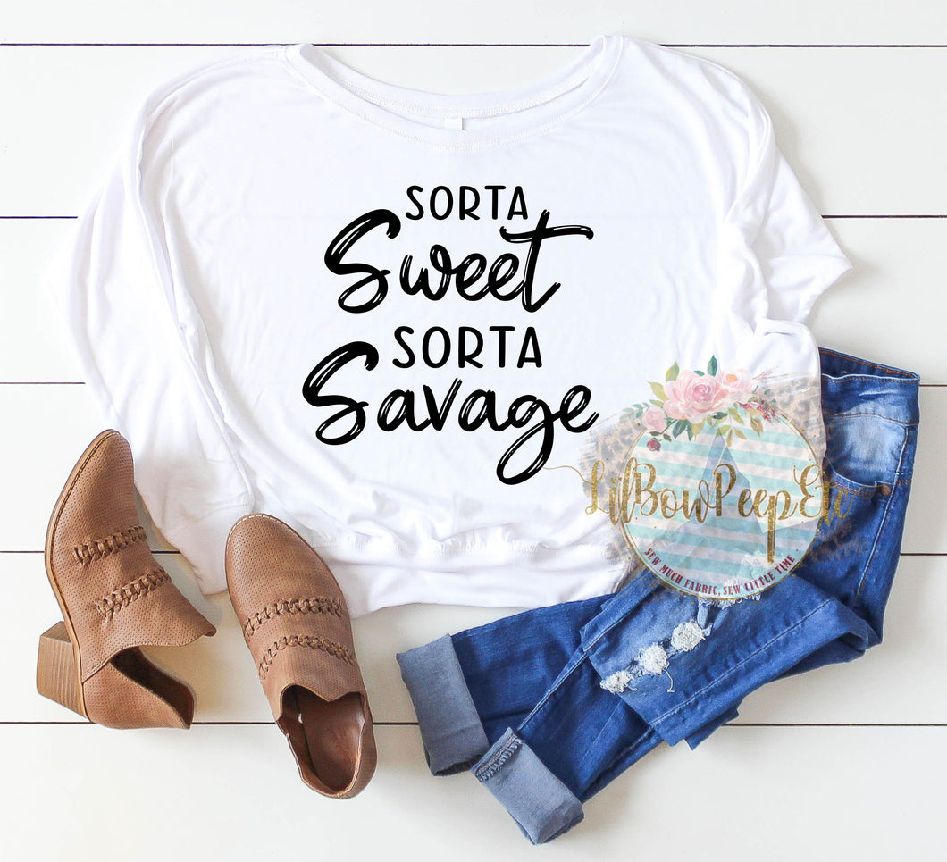 Sorta Sweet Sorta Savage : Women’s Flowy Off Shoulder Long Sleeve Tee