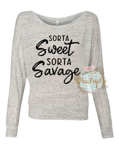 Sorta Sweet Sorta Savage : Women’s Flowy Off Shoulder Long Sleeve Tee