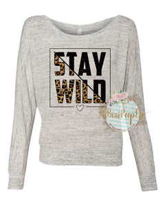 Stay Wild : Women’s Flowy Off Shoulder Long Sleeve Tee