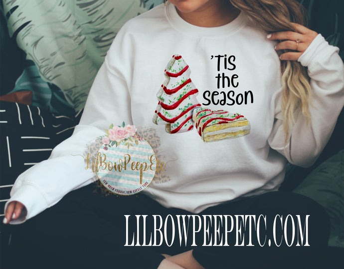 Tis The Season White Tree Cake Crew Unisex Sweatshirt