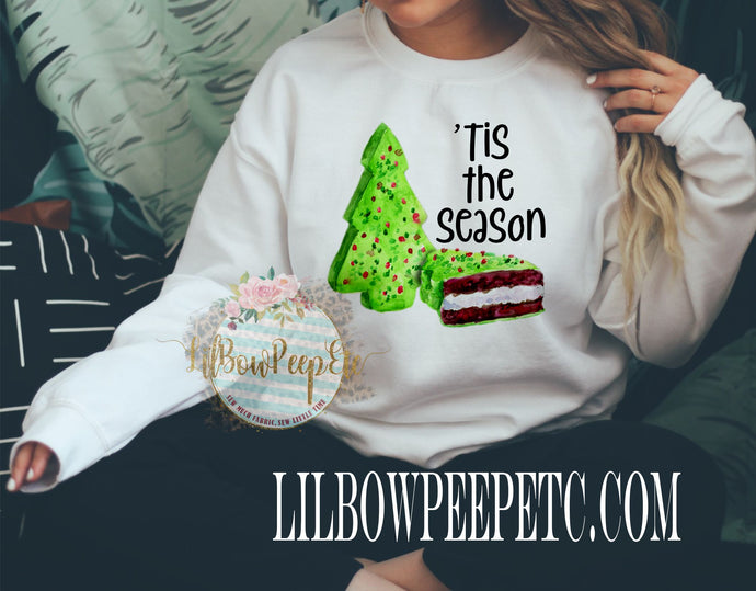 Tis The Season Green Tree Cake Crew Unisex Sweatshirt