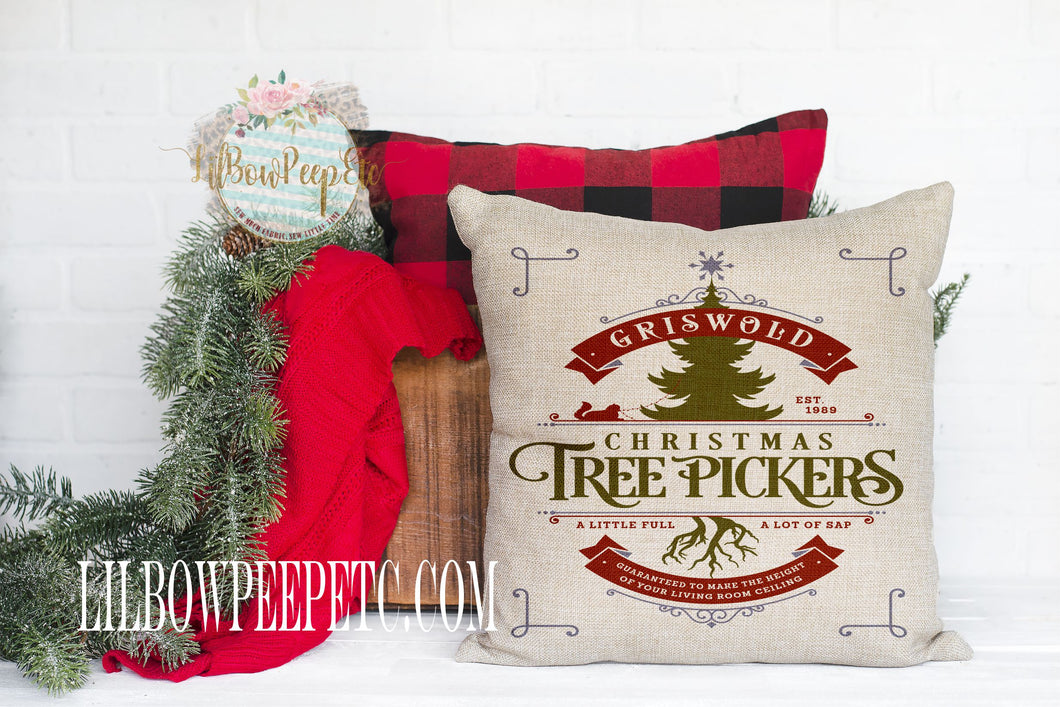 Christmas Tree Pickers Griswold 18 x 18 Linen Pillow Cover