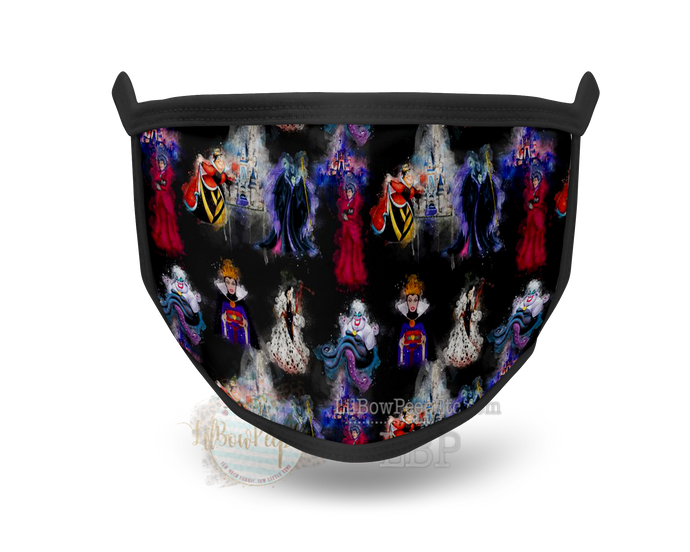 Villains Watercolor Splash Printed Mask