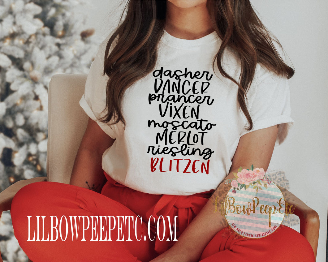 Reindeer Wine Blitzen Unisex Tee Or Raglan