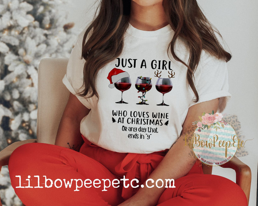 Just A Girl Who Loves Wine At Christmas Unisex Tee Or Raglan